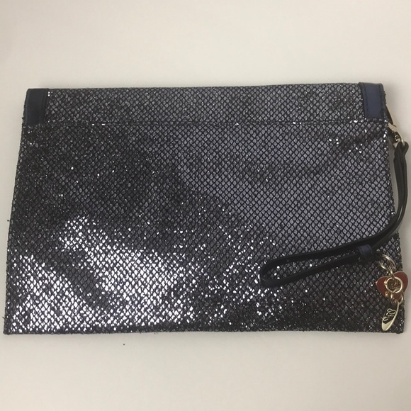 GUESS 7”X10” BLUE SPARKLE ENVELOPE CLUTCH PURSE NW - Picture 2 of 8